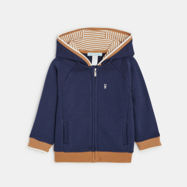 سويت شيرت من الميلتون باللون الأزرق، مع غطاء للرأس وسحّاب، للفتيان الصغار